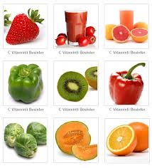 C vitamini içeren besinlerden bazıları.